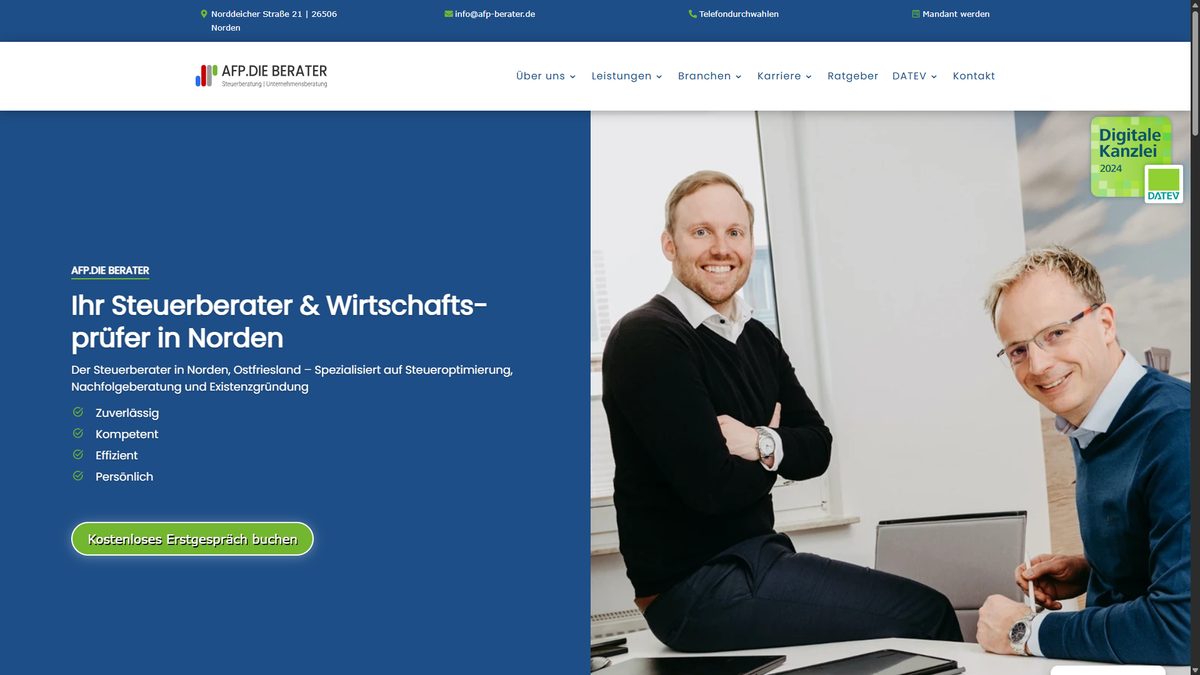AFP.DIE BERATER – Website, Desktop-Ansicht