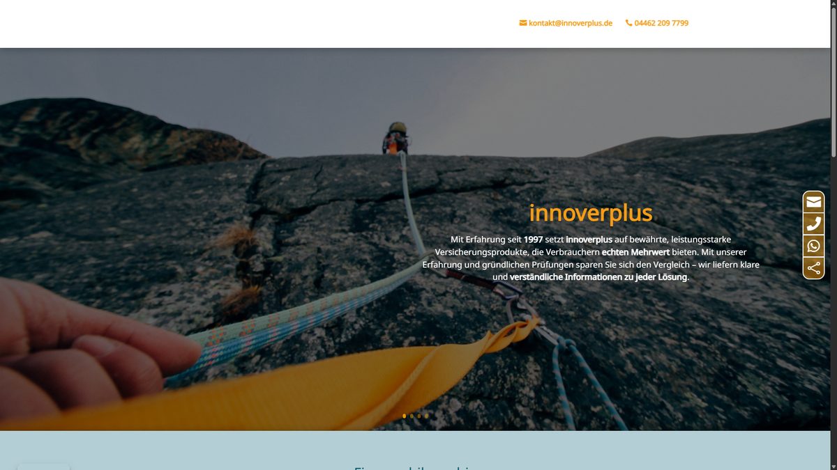 InnoverPlus – Website, Desktop-Ansicht