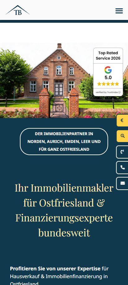 TB Finanz & Immobilien – mobile Ansicht